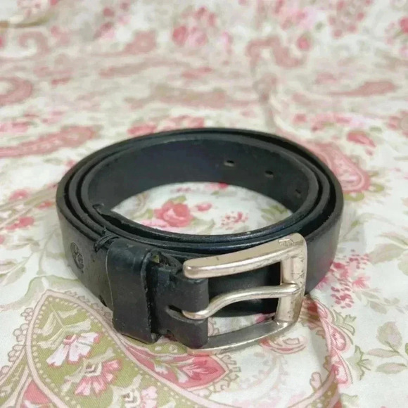 Timberland Men's Black Leather Belt Silver Buckle Size 40 - Picture 1 of 11